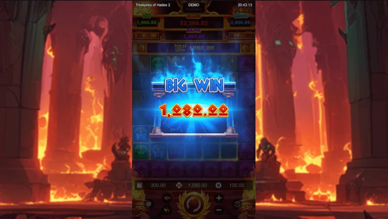 Treasures of Hades 2 — Gros gain sur une grille étendue de 7x7 dans la machine à sous de Rectangle Games